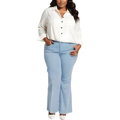 NYDJ PLUS MIA WOMENS STRETCH DENIM WIDE LEG JEANS
