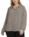 Nydj Plus Size Modern Blouse Point Collar Top In Multi