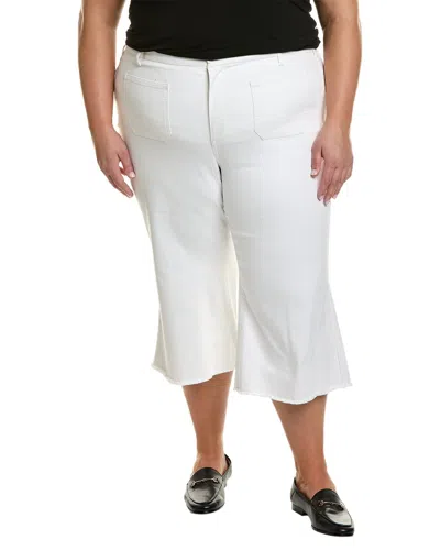 Nydj Plus Patchie Major Wide Leg Capri Optic White Jean In Black