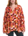 Nydj Plus Womens Solid Chiffon Blouse In Multi