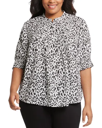 Nydj Plus Size Pleated Peasant Collard Blouse In Gato