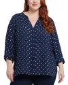 Nydj Plus Pintuck-back Blouse In Indigo Dot