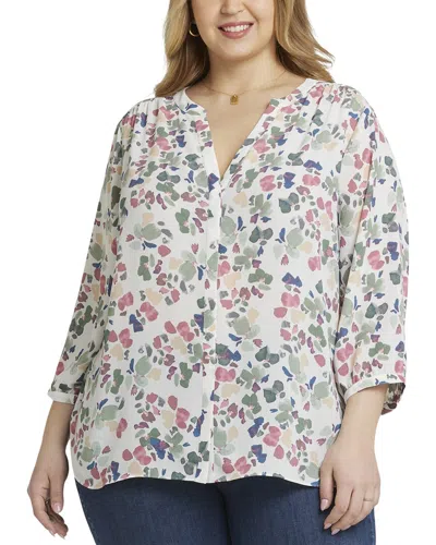 Nydj Plus Size Pintuck Blouse In Green
