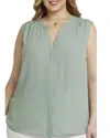 Nydj Plus Size Sleeveless Pintuck Blouse