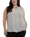 Nydj Print Pleat Back Sleeveless Split Neck Blouse