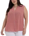 Nydj Print Pleat Back Sleeveless Split Neck Blouse