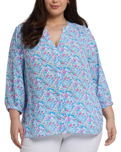 Nydj Plus Size Pintuck V-neck Top In Serafia