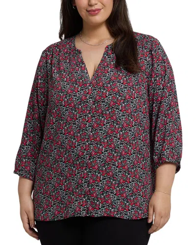 Nydj Plus Size Pintuck V-neck Top In Multi