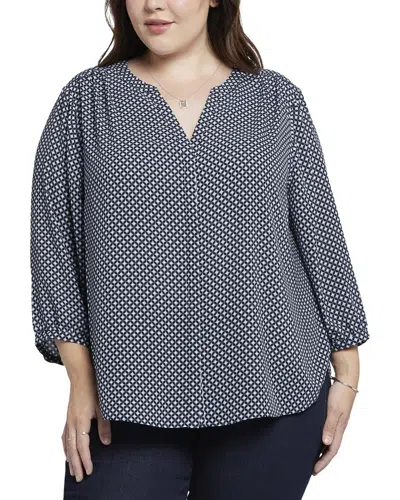 Nydj Plus Pintuck Blouse In Blue