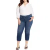 Nydj Plus Patchie Major Womens High-waist Cotton Capri Jeans In Multi