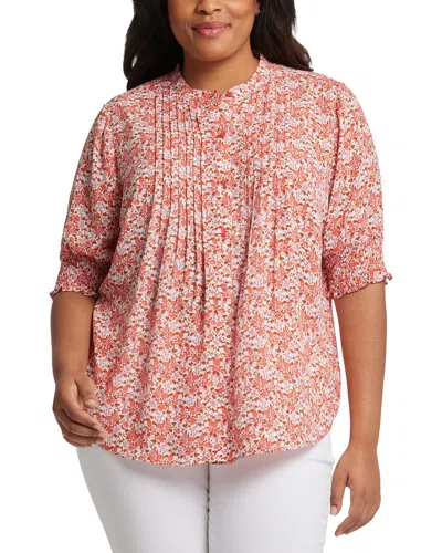 Nydj Plus Pleated Peasant Blouse