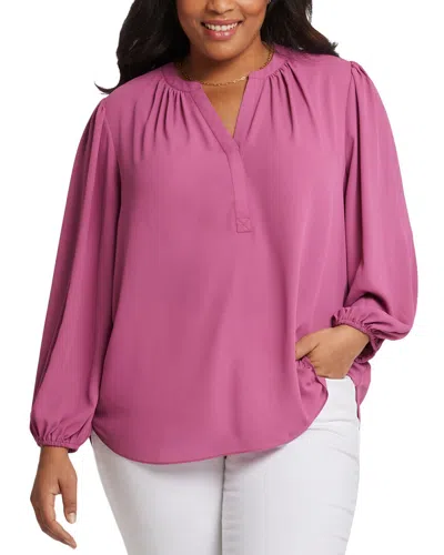 Nydj Plus Womens Solid Chiffon Blouse In Pink