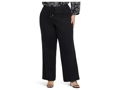 Nydj Plus Size Relaxed Drawstring Pull-on Denim Pants In Black