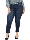 Nydj Plus Sheri Slim Womens Lift Tuck Technology Raw Hem Ankle Jeans In Brown