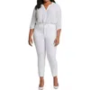 Nydj Plus Sheri Womens Shaping Denim Ankle Jeans In White