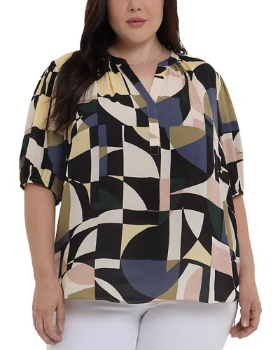 Nydj Plus Short Puff Sleeve Popover Top
