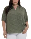 Nydj Short Puff Sleeve Popover Top In Green