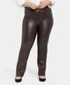 Nydj Plus Size Artificial Leather Marilyn Straight Pants In Cordovan