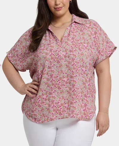 Nydj Plus Size Becky Short Sleeve Pullover Top In Pink