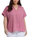 Nydj Plus Size Becky Short Sleeve Pullover Top In Multi