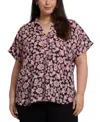 Nydj Plus Size Becky Short Sleeve Pullover Top In Multi