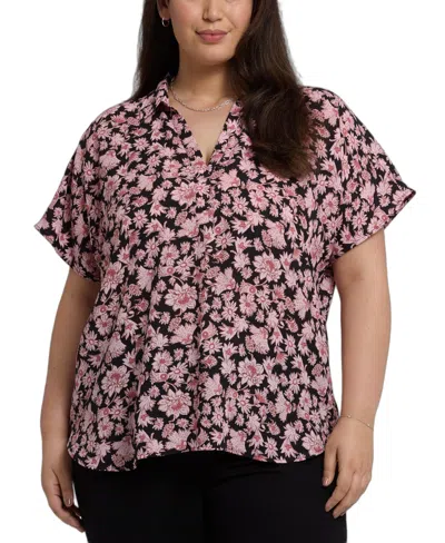 Nydj Plus Size Becky Short Sleeve Pullover Top In Multi