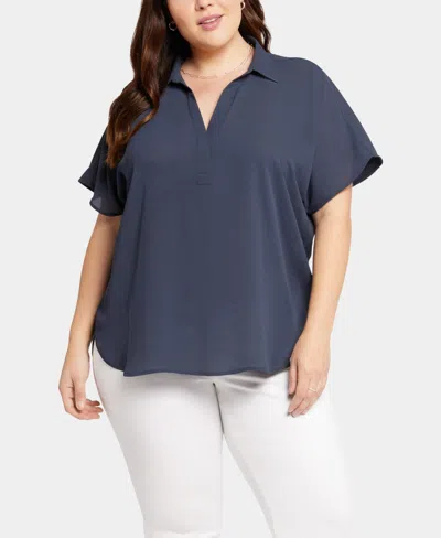 Nydj Plus Size Becky Short-sleeve Top In Blue