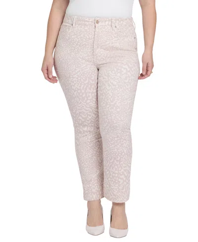 Nydj Plus Size Billie Mini High-rise Animal-print Straight-leg Jeans In Pink