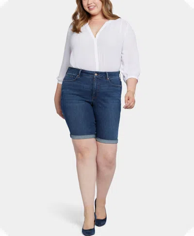 Nydj Plus Size Briella Denim Shorts With Roll Cuffs In Gold Coast