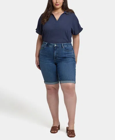 NYDJ PLUS SIZE BRIELLA ROLL CUFF DENIM SHORTS