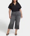Nydj Brigitte Frayed High Waist Wide Leg Capri Jeans In Gray