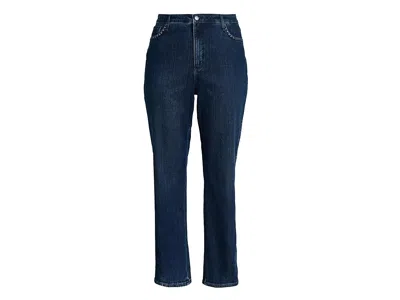 Nydj Plus Size Brooke Loose Rhinestone Jeans In Louvre Sapphire In Pattern
