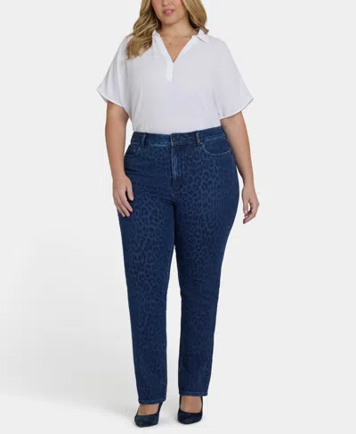 Nydj Plus Size High Rise Marilyn Straight Jeans In Blue