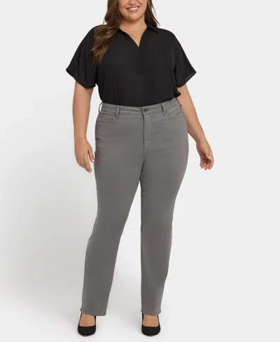 Nydj Plus Size High Rise Marilyn Straight Jeans In Gray
