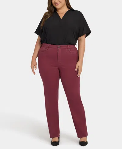Nydj Plus Size High Rise Marilyn Straight Jeans In Brown