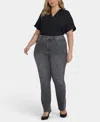 Nydj Plus Size High Rise Marilyn Straight Jeans In Gray