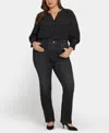 Nydj Plus Size High Rise Marilyn Straight Jeans In Black