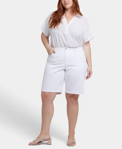 Nydj Plus Size Lilly Mid-rise Shorts With Lift Tuck Technology In White