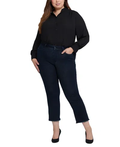 Nydj Plus Size Marilyn Ankle Straight Pull On Jeans In Black