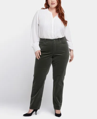 Nydj Plus Size Marilyn Straight Corduroy Pants In Green