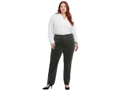 Nydj Plus Size Marilyn Straight Corduroy Pants Women's Clothing Vine Leaf: 18w 32, Cotton/elastane In Multi