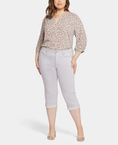 Nydj Plus Size Marilyn Straight Crop Cuff Jeans In Cultivated Pearl Gray