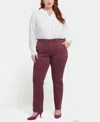Nydj Plus Size Marilyn Straight Leg Denim Jeans With Utility Pockets In Burgundy