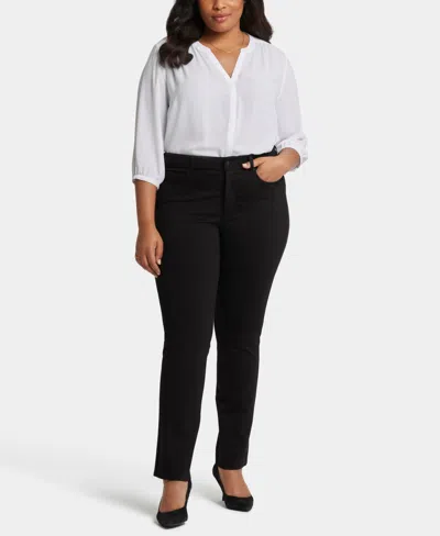 Nydj Plus Size Marilyn Straight Ponte Pants With Lift Tuck Technology In Black