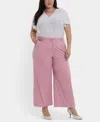 Nydj Mona High Rise Wide Leg Trouser Ankle Jeans In Boardwalk In Pink