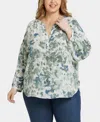 Nydj Plus Size Paulina Peasant Blouse In Blue