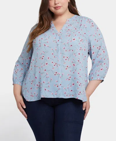Nydj Plus Size Pintuck Blouse In Mountain Petals