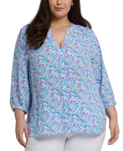 Nydj Plus Size Pintuck V-neck Top In Serafia