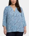 Nydj Plus Size Pintuck V-neck Top In Multi