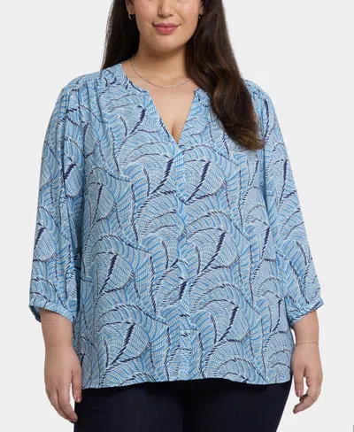 Nydj Plus Size Pintuck V-neck Top In Multi